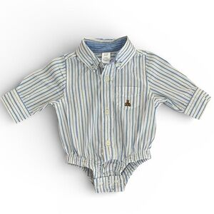 BabyGAP Infant Blue and White Striped Collared Bodysuit